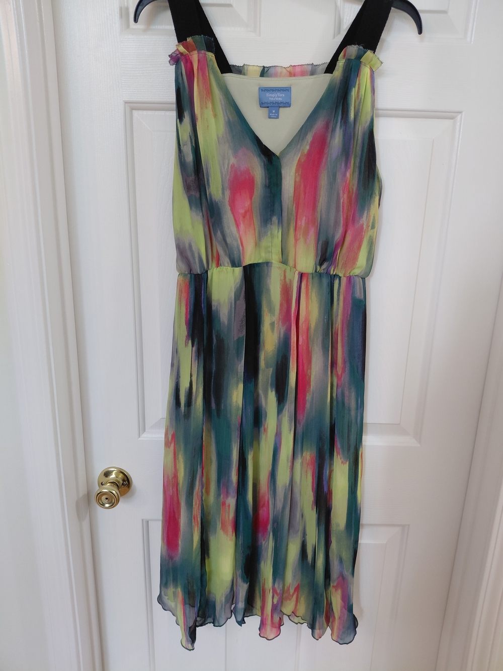 Simply Vera Vera Wang Multicolor Watercolor Print Chiffon Dress